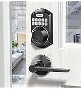TEEHO TE001L Keyless Entry Door Lock with 2 Handles - Electronic Keypad Deadbolt with Door Lever,...
