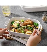 Casserole Dishes for Oven, 12 inch Ceramic Baking Dish Rectangular Lasagna Pan with Handles Ceram...