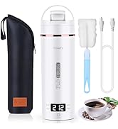 Portable Electric Kettle with Drinking Spout, Plug-in with Travel Bag, 450mL 304 Stainless Steel,...