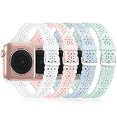 [Bandiction 4 Pack] Lace Silicone Bands Compatible with Apple Watch Band 38mm 40mm 42mm 44mm,Wome...