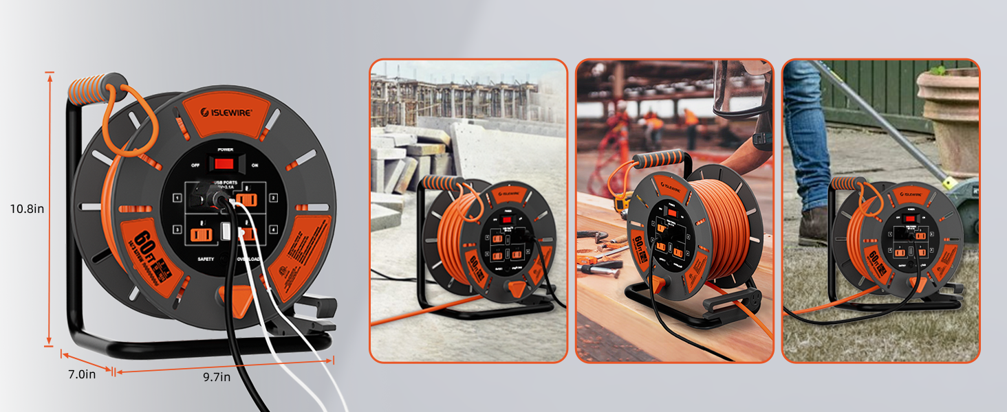 retractable extension cord reel