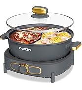 Dezin Hot Pot Electric with Divider, 6L Double-Flavor Shabu Shabu Pot, Dual Sided Removable Non-S...