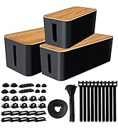 Cable Management Box 3 Pack with 141PCS Cable Management Kit for Power Strip,Cord Organizer Boxes...