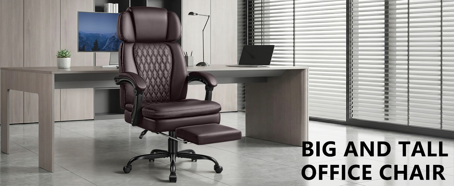 Executive Big and Tall Office Chair with Foot Rest Computer Office Chair with Adjustable Headrest