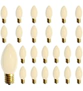 Xingzd C9 White Christmas Light Bulbs, 25 Pack C9 Baked White Replacement Bulbs Vintage Incandesc...