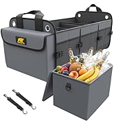 MIKKUPPA Car Trunk Organizer with Cooler Bag - 5 Compartments 1680D Oxford Car Organizer, Portabl...