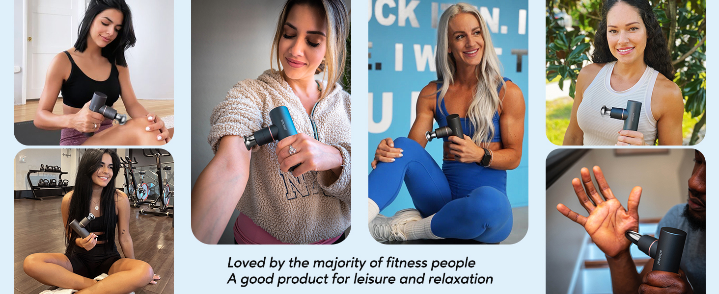 fitness enthusiasts using arboleaf massage gun for arm, leg, shoulder muscle relaxation