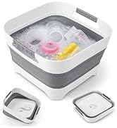 Collapsible Wash Basin Portable Foldable Sink Basin, BPA-Free Silicone Vegetable Fruit Washing Bo...