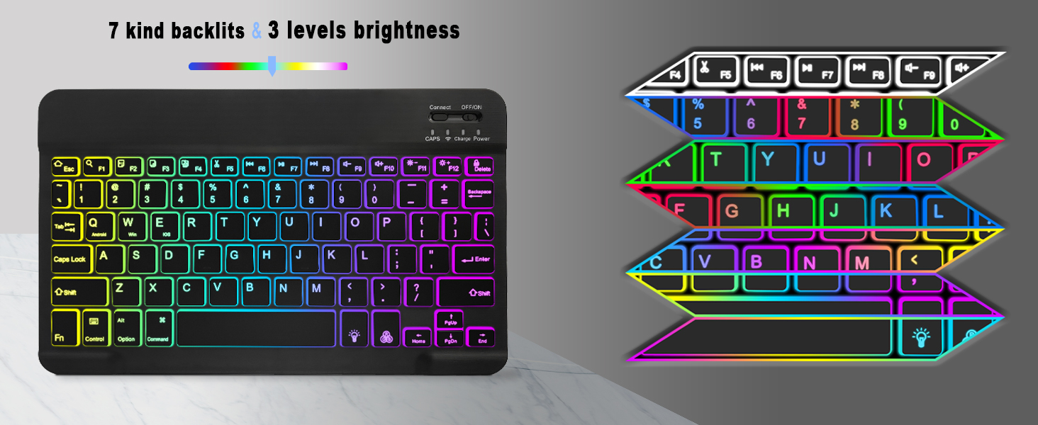 Universal Tablet Backlit Keyboard Case Black - 17