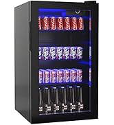 ARLIME Mini Fridge, Drink Cooler, 120 Can, Beverage Refrigerator with Glass Door, Removable Shelv...