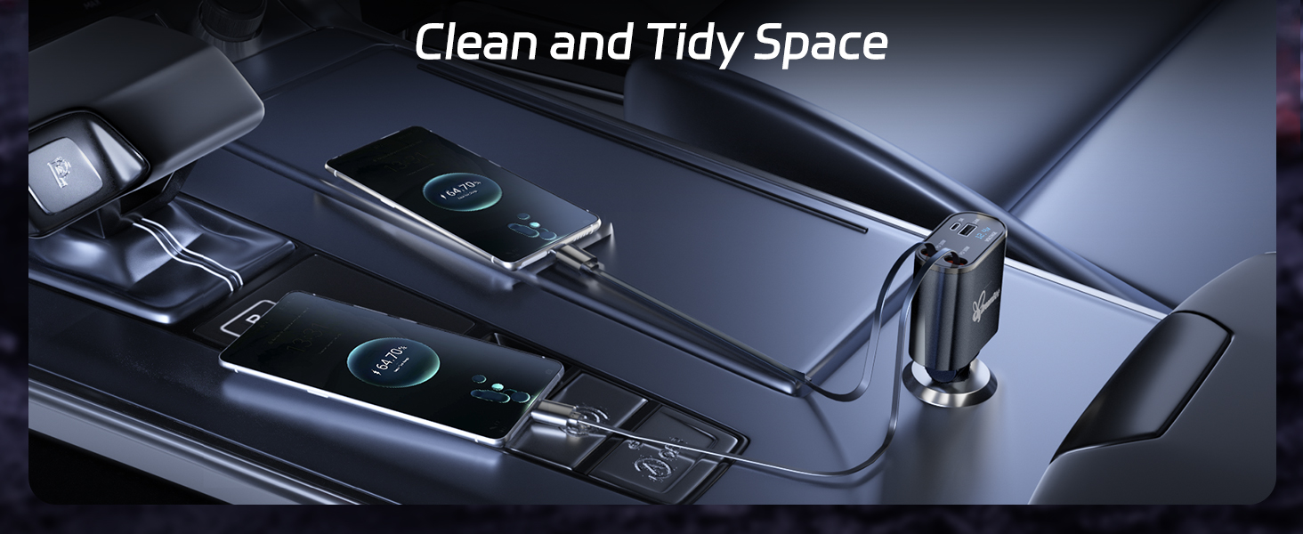 Car Charger,Retractable Car Charger,USB C Car Charger,Car Phone Charger