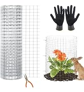19.7FT × 1.31FT Wire Plant Protectors from Animals - Rustproof Wire Plant Cages with Gloves 30 U-...