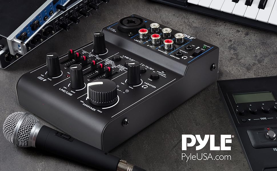 3 Channel Bluetooth Audio Mixer - DJ Sound Controller Interface with USB Soundcard for