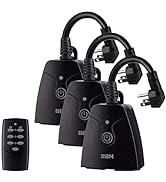 HBN Outdoor Indoor Wireless Remote Control Dual 3-Prong Outlet Weatherproof Heavy Duty 15 A Compa...