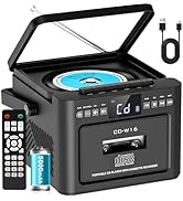 Greadio Rechargeable CD Player Boombox with Cassette Player, Bluetooth Receive/Transmit/FM Radio/...