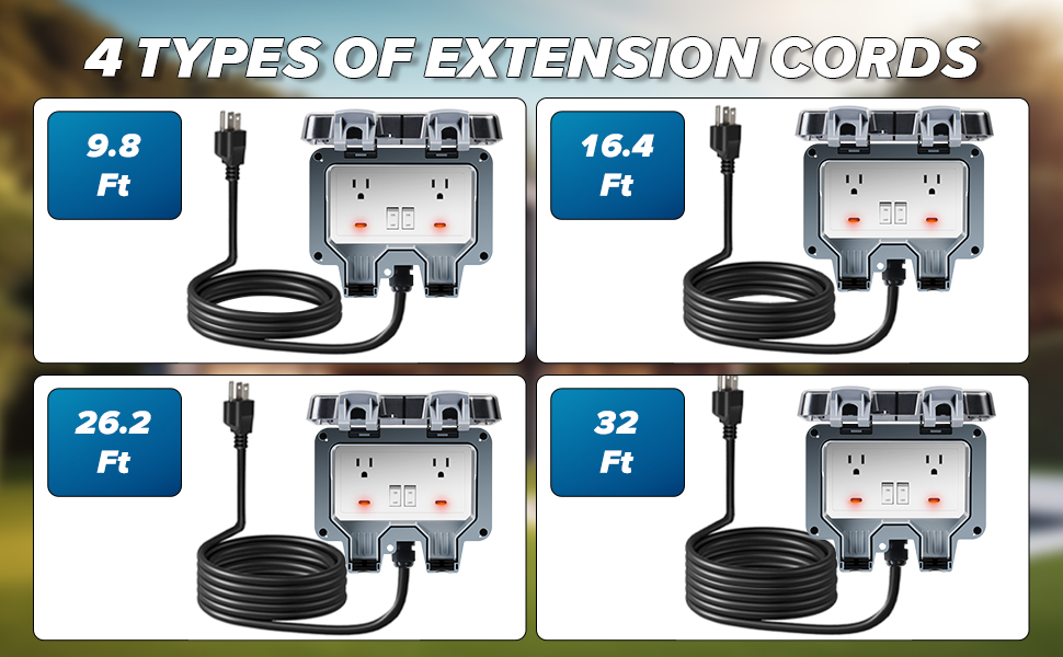 Outdoor Power Outlet Box with Extension Cord