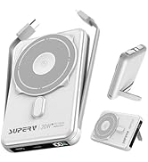 SUPERV Magnetic Portable Charger Power Bank 10000 mAh, LED Display Fast Charging Battery Pack Bui...