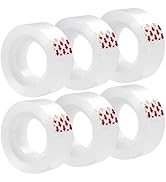 BUOFPK Clear Tape, 6 Rolls Transparent Tape Refills, Easy Tear Stationery Gift Tape for School &amp; ...