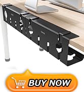 NODOCA No Drill Under Desk Cable Management Tray, 17'' Wire Management, Punch-Free Clamp on, Meta...