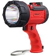 YIERBLUE Rechargeable Spotlight with 10000 Lumen LED, IP67 Waterproof Handheld Flashlight Searchl...