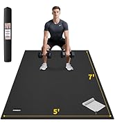 CAMBIVO Large Exercise Mat for Home Workout, 8'x6'/7'x5'/6'x4' (7 mm) Extra Thick Exercise Mat fo...