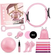 Hoedia 17 PCS Pilates Kit for Women, Pilates Equipment Ring and Ball Set with Resistance Bands, Y...