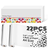Ponek Portable Printer Thermal Paper, 2 Rolls 8.26" x 11.69" A4 Size Thermal Paper, M832 Paper Co...