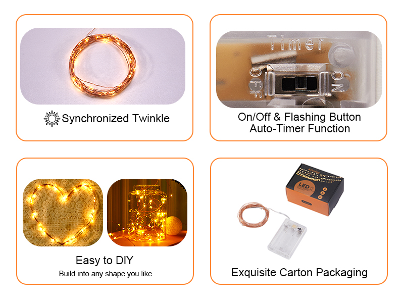 LED Fairy Lights with Timer Battery Operated String Lights Twinkle Mode Fairy Lights