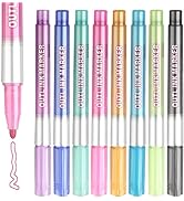 Tomorotec Self-outline Metallic Markers, Outline Marker Double Line Pen Journal Pens Colored Perm...