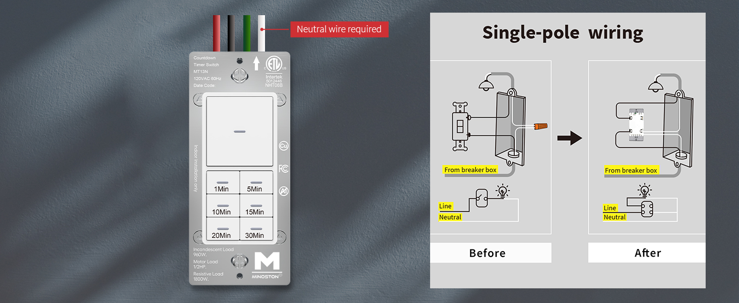 30 minute countdown timer switch