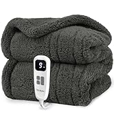 blunique Heated Blanket Electric Blanket Throw - Fast Heating Blanket Throw Double Sided Sherpa U...