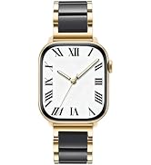 V.R.HOPE Gold Stainless-Steel Metal Resin Apple Watch Band 38mm 40mm 41mm 42mm Fashion Bracelet S...