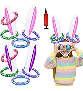Uniqhia Easter Games for Kids, Easter Inflatable Bunny Ring Toss Games (2 Sets &amp; 8 Score Rings), ...