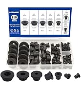 BOPOREAE 110PCS Tophat Silicone Rubber Grommets for Wiring Assortment Kit, Waterproof Automotive ...