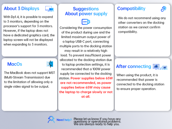 USB C Hub 3 Monitors Adapter with 2x HDMI 4K, Laptop Docking Station for Dell/HP/Lenovo