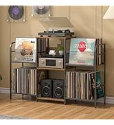 3IngSeagulls Record Player Stand with Vinyl Storage, Record Storage for 350+ Albums, Tuntable Sta...