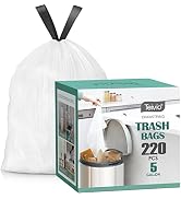 5 Gallon 220pcs Strong Drawstring Trash Bags Garbage Bags by Teivio, Bathroom Trash Can Bin Liner...
