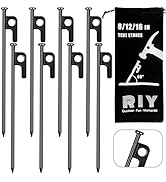 RIY Tent Stakes Heavy Duty 8 inch Metal Tent Pegs for Camping Steel Tent Stakes Inflexible and Un...