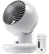 IRIS USA WOOZOO Desk Fan with Remote, Oscillating Table Air Circulator, 3 Speeds, 52ft Max Air Di...