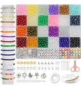 Ybxjges Glass Beads Bracelet Making Kit,1160Pcs 6mm Crystal Beads Friendship Bracelet Kit with Le...