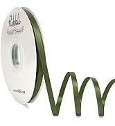 Ribbli Moss Green Satin Ribbon,Double Faced Satin 1/4 inch x Continuous 50 Yards,Moss Green Ribbo...