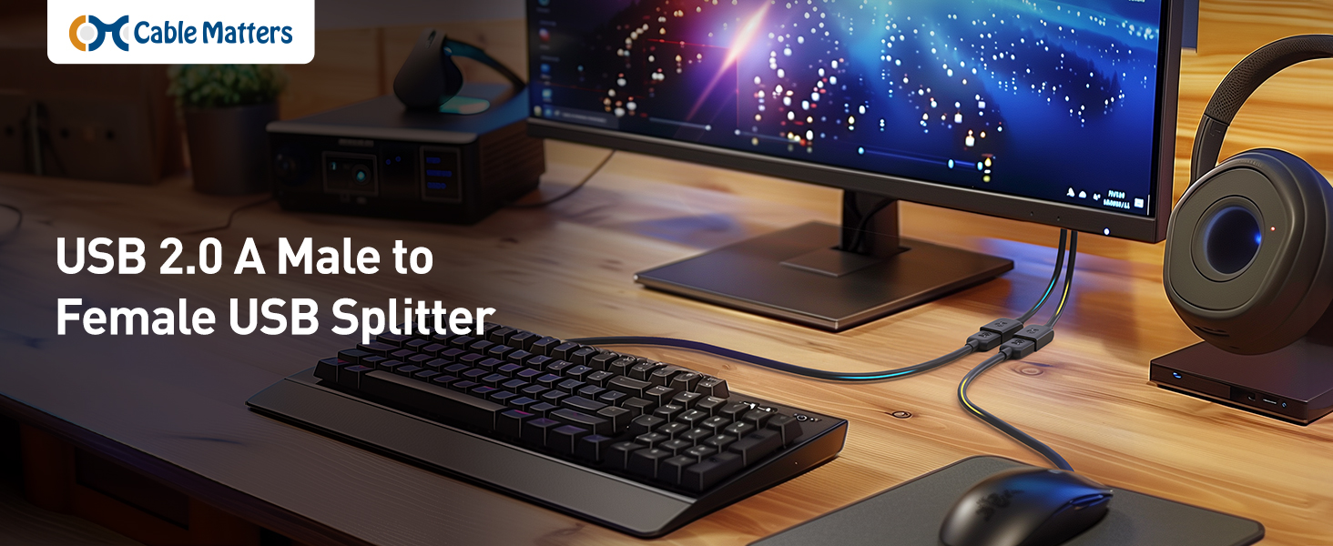 USB 2.0 A Male to Female USB Splitter