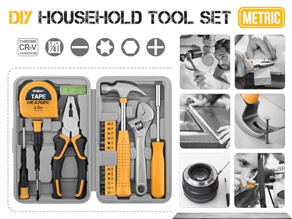 Hi-Spec 20pc Small Compact Home Office Basic Hand Tool Kit in Book-Sized Case