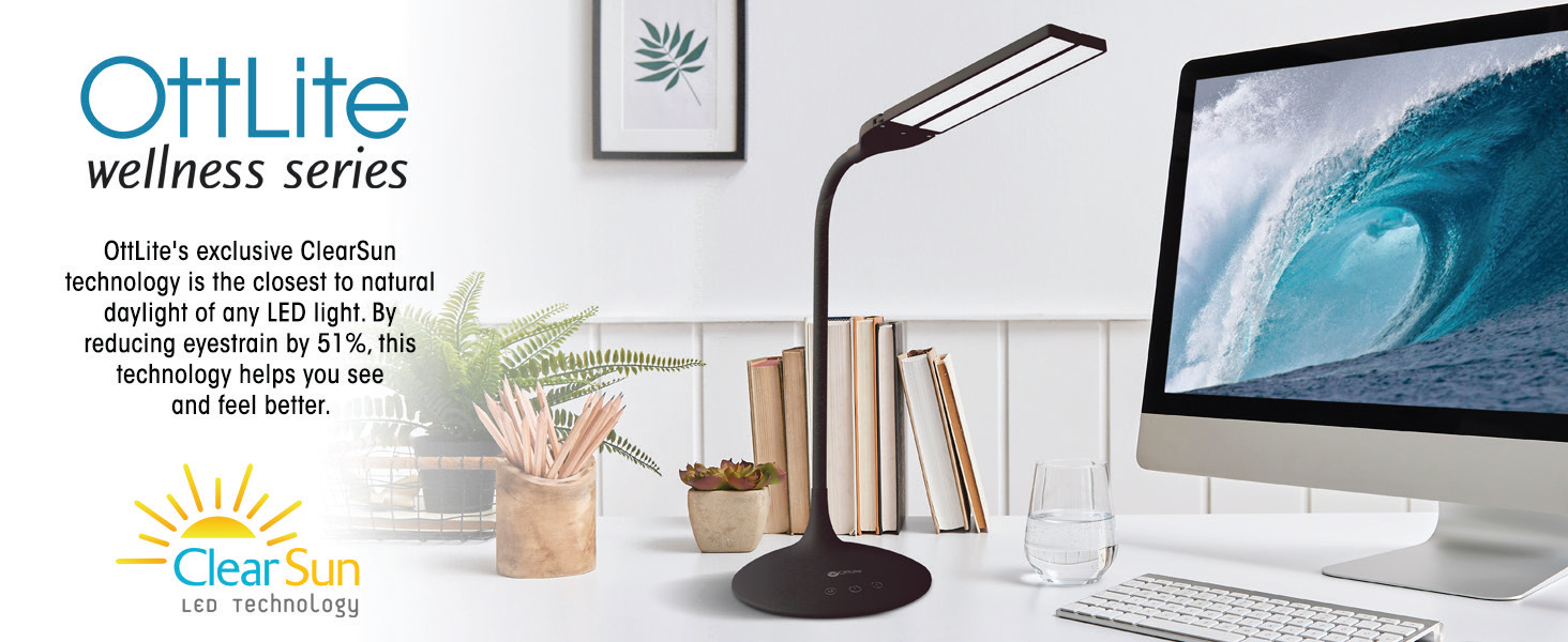 Wellness Series ClearSun Technology Natural Daylight LED Reduces Glare Eyestrain Desk Lamp Table