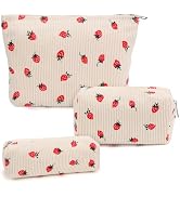 3 Pcs Makeup Bag Cosmetic Bag Set for Girls Women Travel Organizer Bathroom Toiletry Pouch Large ...