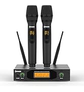 KYXAIN Wireless Microphone, Metal Dual Professional UHF Cordless Dynamic Mic Handheld Microphone ...