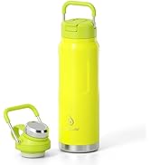 IDEUS 32 oz Insulated Water Bottle, Leak Proof Stainless Steel Sports Water Cup Flask with Straw ...