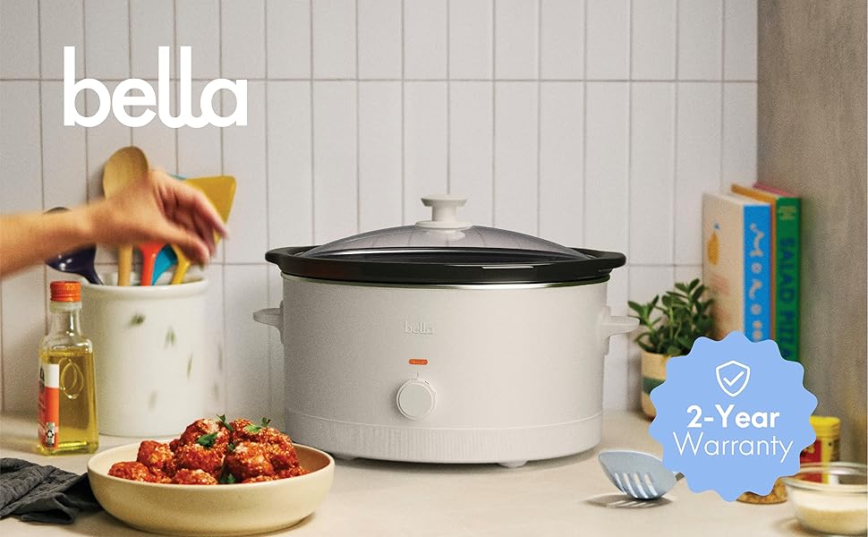 bella 6 Qt Manual Slow Cooker, Oatmilk