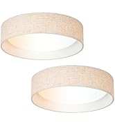CALOKES 13" LED Linen Flush Mount Ceiling Light, Set of 2, 24W 3CCT Ceiling Light Fixture Classic...