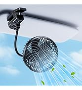DICMKY Car Clip on Fan, Long Hose 5V USB 2000mAh Rechargeable USB/Battery Powered Small Fan for S...